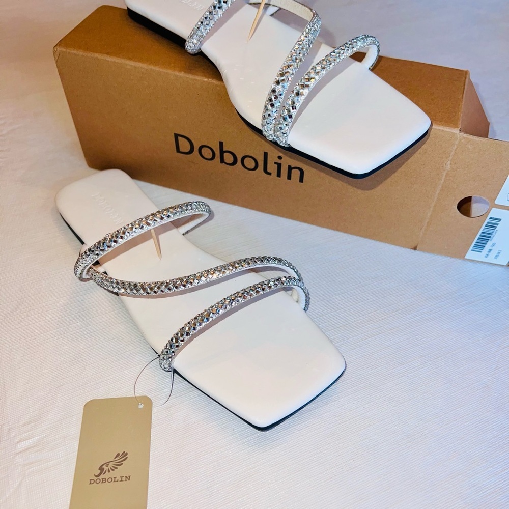 White and Silver Women's Sandals
